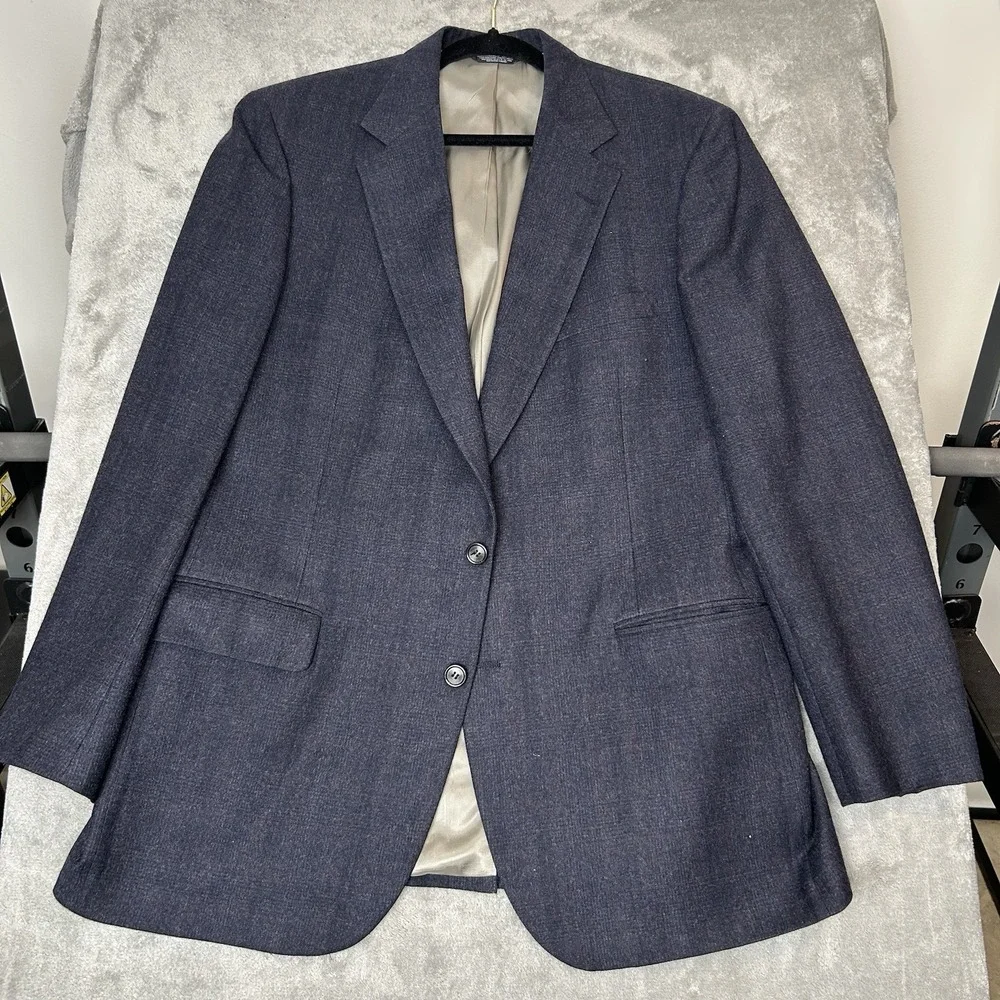 100% Pure Wool USA Made Blazer Suit Jacket Coat Alan Michaels Sz 44-52 Navy Blue